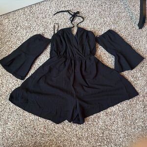 Black Cold Shoulder Romper